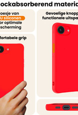 Nomfy Nomfy iPhone 16E Hoesje Siliconen Met 2x Screenprotector Met Dichte Notch - Rood