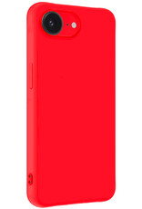 Nomfy Nomfy iPhone 16E Hoesje Siliconen Met 2x Screenprotector Met Dichte Notch - Rood