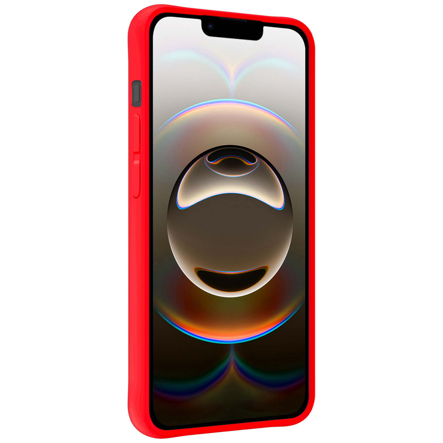 Nomfy Nomfy iPhone 16E Hoesje Siliconen Met 2x Screenprotector Met Dichte Notch - Rood