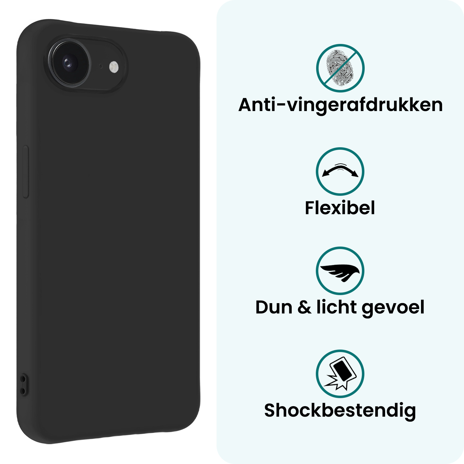 Forterra Forterra iPhone 16E Hoesje Siliconen - Zwart