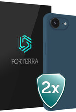 Forterra Forterra iPhone 16E Hoesje Siliconen - Donkerblauw - 2 PACK