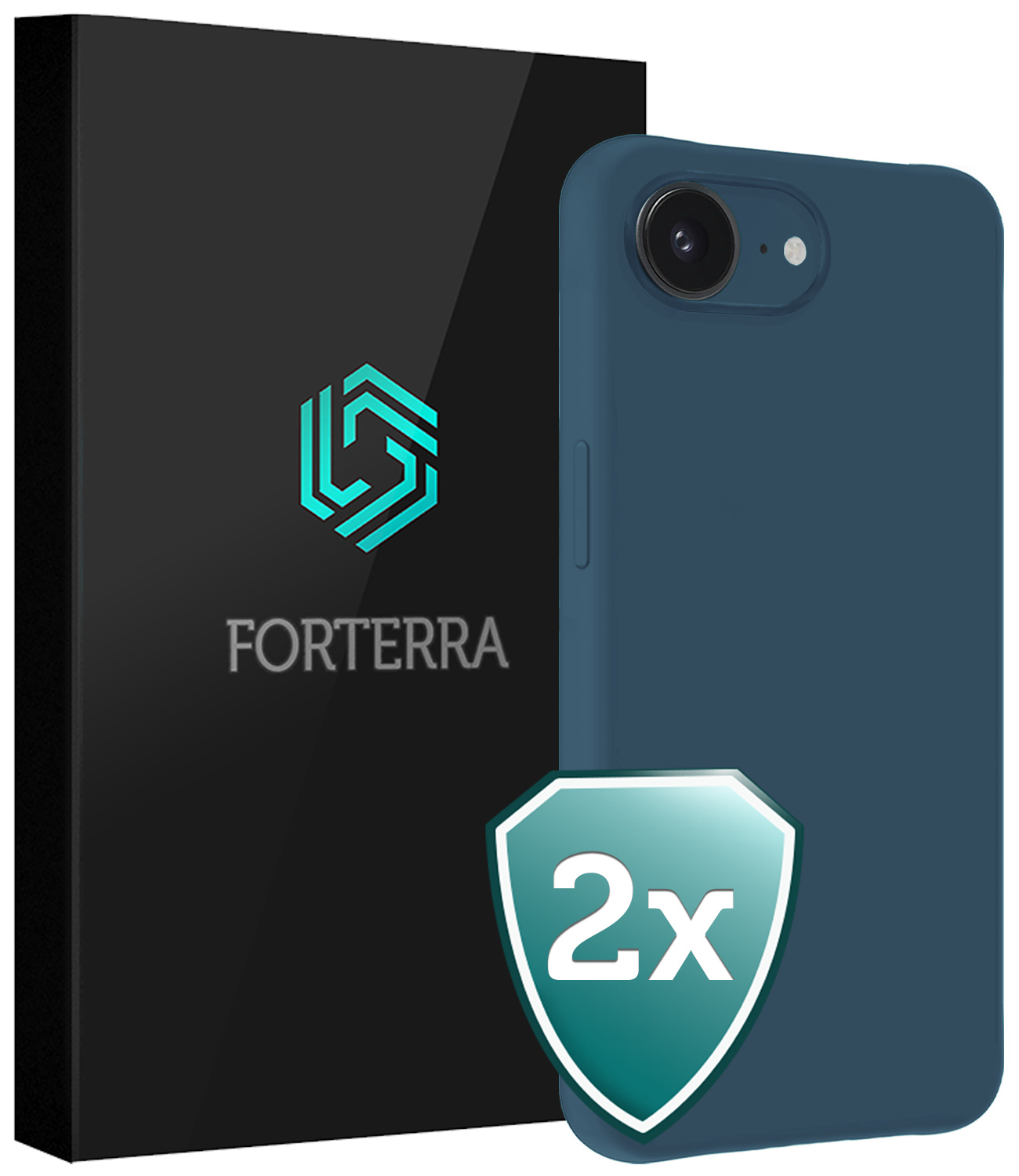 Forterra Forterra iPhone 16E Hoesje Siliconen - Donkerblauw - 2 PACK