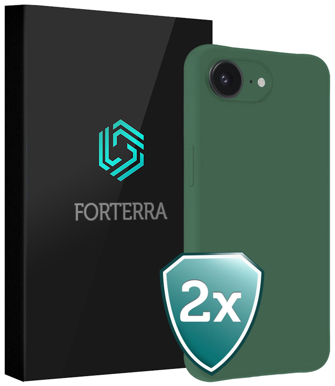 Forterra Forterra iPhone 16E Hoesje Siliconen - Donkergroen - 2 PACK