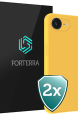 Forterra Forterra iPhone 16E Hoesje Siliconen - Geel - 2 PACK