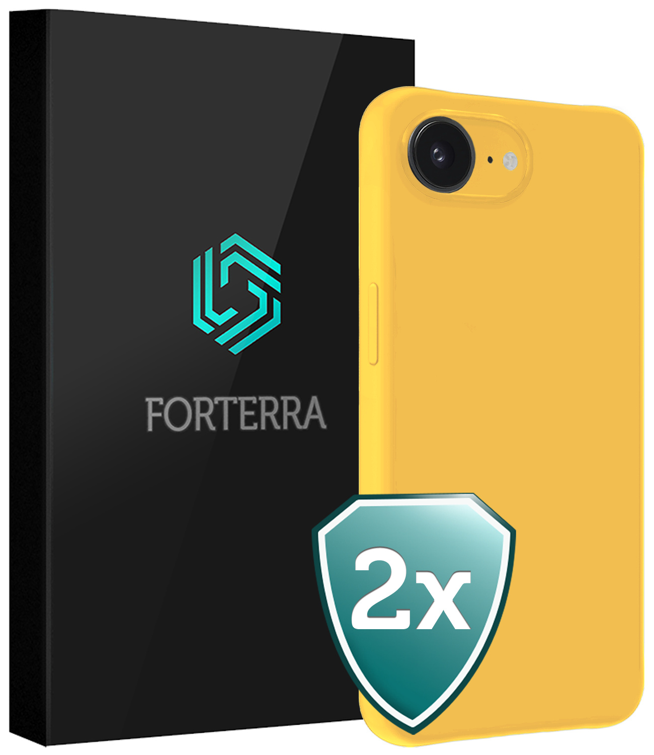 Forterra Forterra iPhone 16E Hoesje Siliconen - Geel - 2 PACK