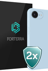 Forterra Forterra iPhone 16E Hoesje Siliconen - Lichtblauw - 2 PACK