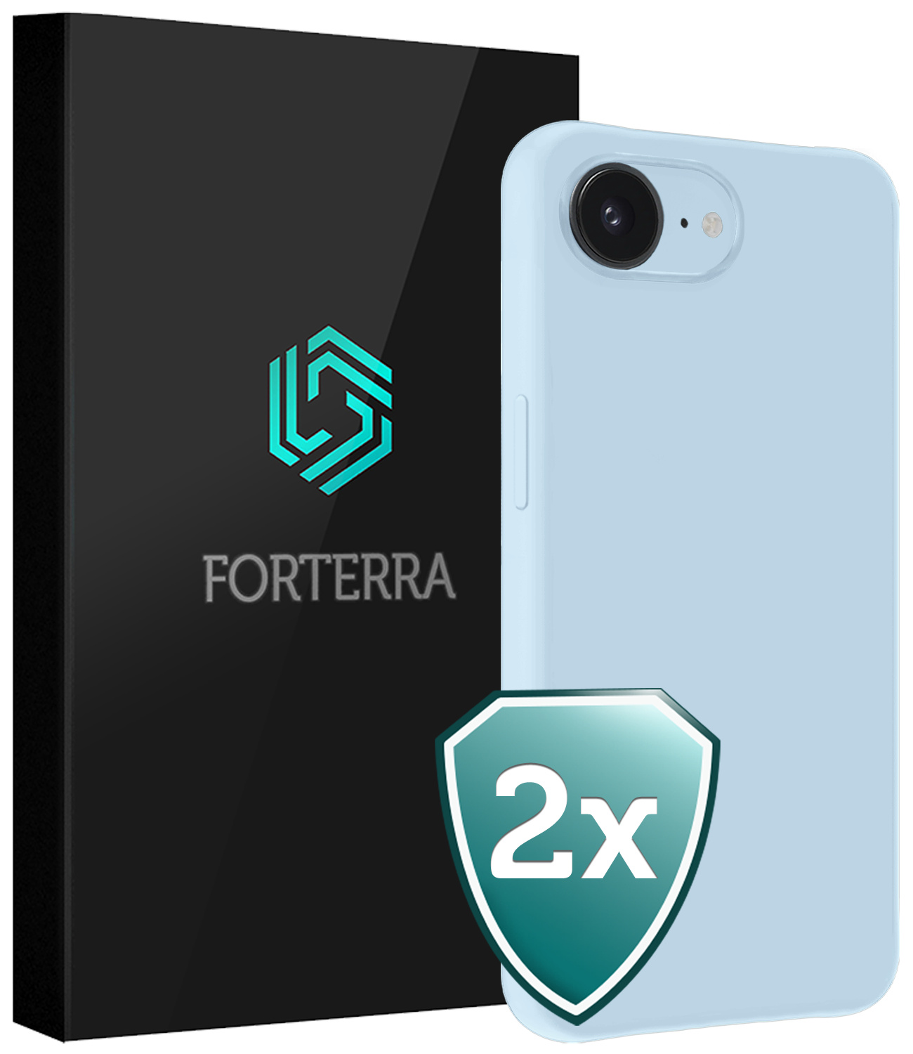 Forterra Forterra iPhone 16E Hoesje Siliconen - Lichtblauw - 2 PACK