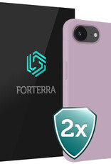 Forterra Forterra iPhone 16E Hoesje Siliconen - Lila - 2 PACK