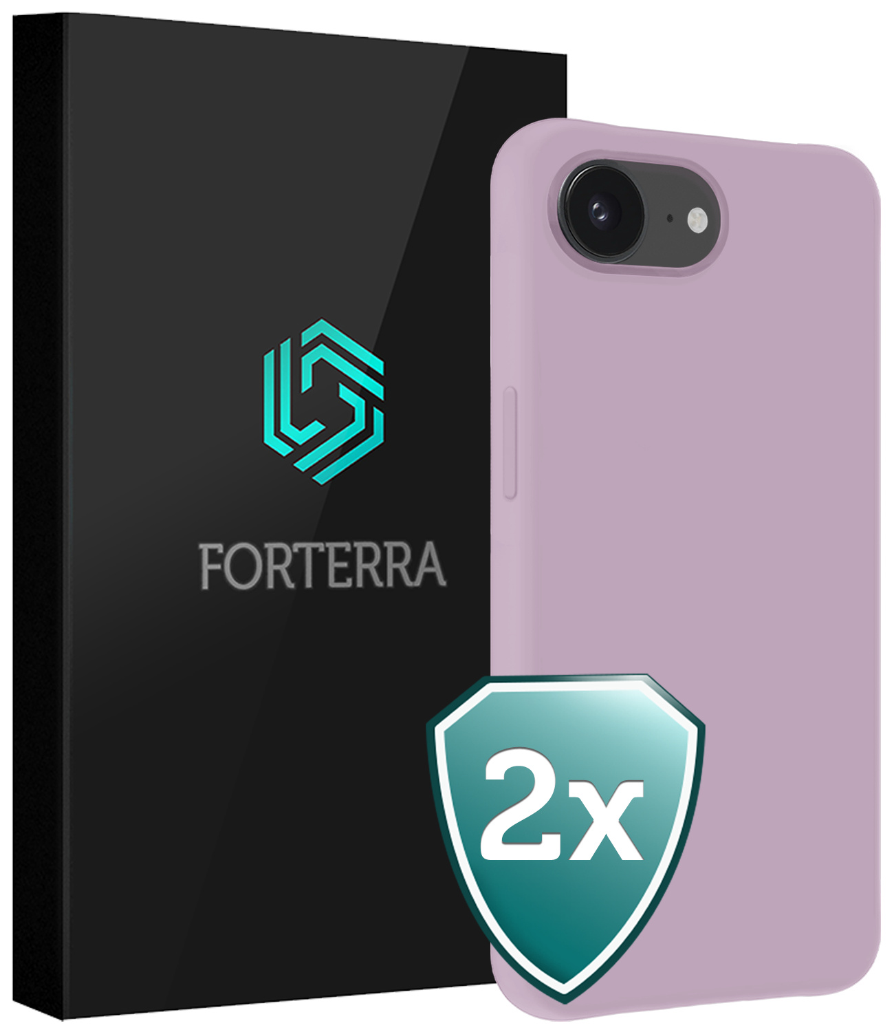 Forterra Forterra iPhone 16E Hoesje Siliconen - Lila - 2 PACK