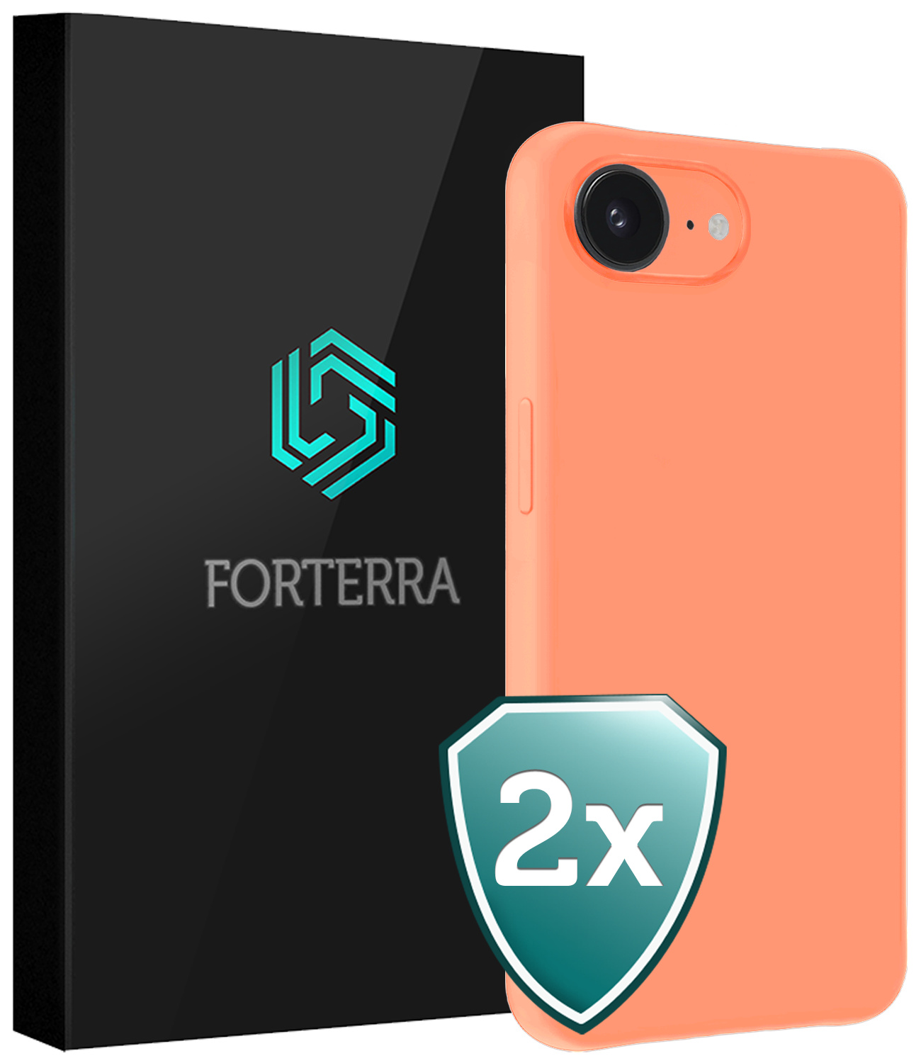 Forterra Forterra iPhone 16E Hoesje Siliconen - Perzik - 2 PACK