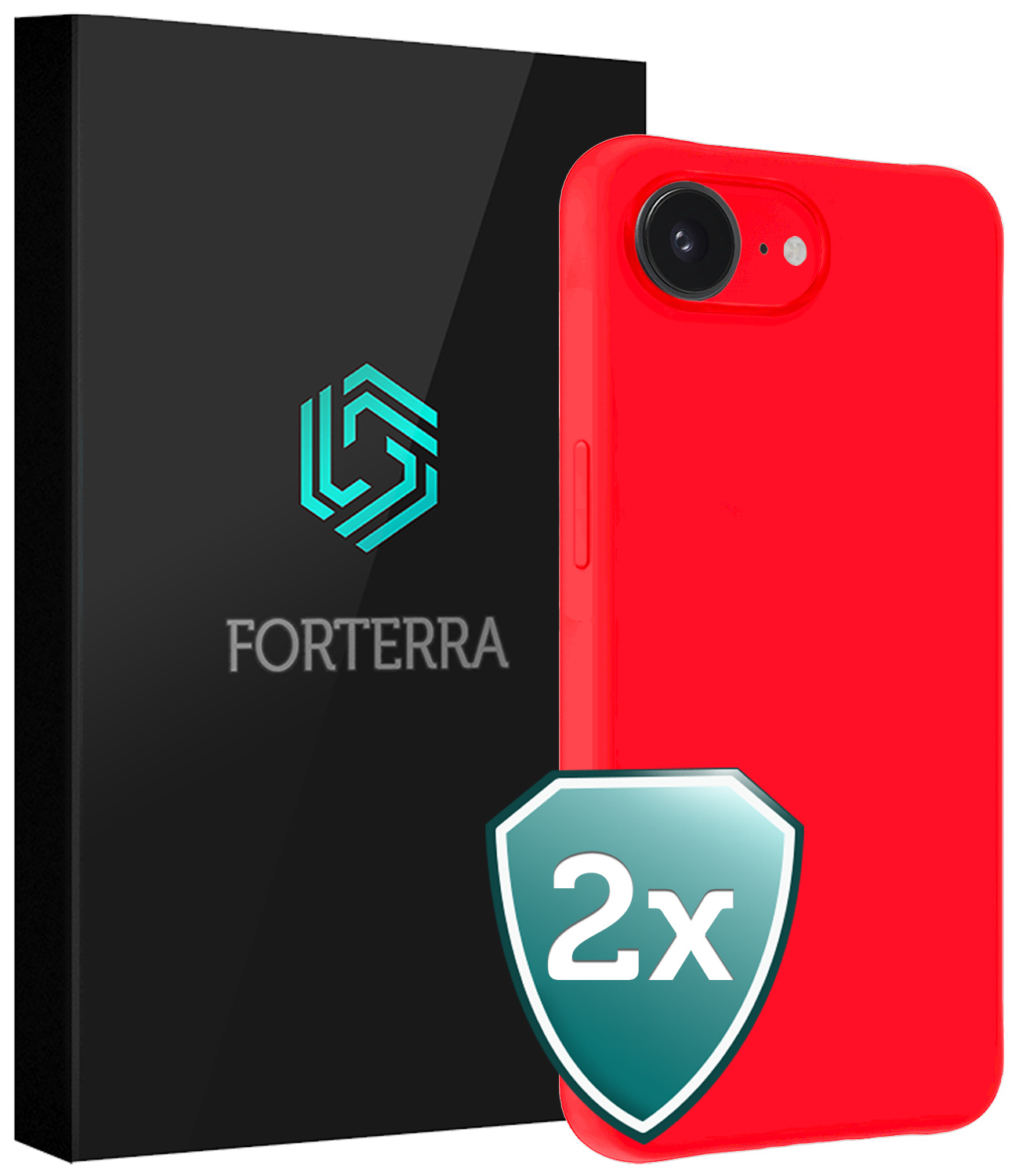 Forterra Forterra iPhone 16E Hoesje Siliconen - Rood - 2 PACK