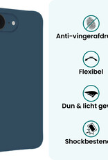 Forterra Forterra iPhone 16E Hoesje Siliconen Met Screenprotector Met Dichte Notch - Donkerblauw