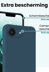 Forterra Forterra iPhone 16E Hoesje Siliconen Met Screenprotector Met Dichte Notch - Donkerblauw