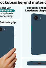 Forterra Forterra iPhone 16E Hoesje Siliconen Met Screenprotector Met Dichte Notch - Donkerblauw