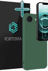 Forterra Forterra iPhone 16E Hoesje Siliconen Met Screenprotector Met Dichte Notch - Donkergroen