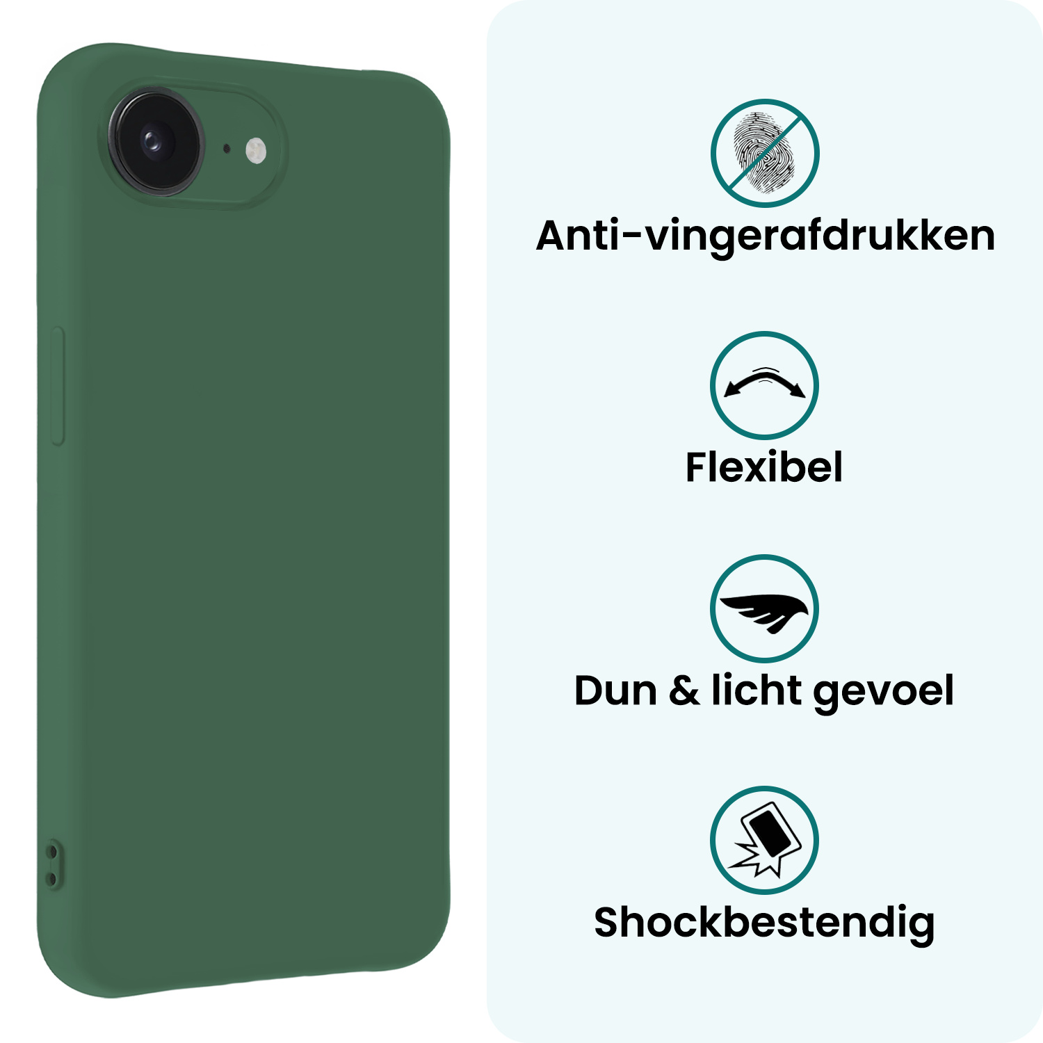 Forterra Forterra iPhone 16E Hoesje Siliconen Met Screenprotector Met Dichte Notch - Donkergroen
