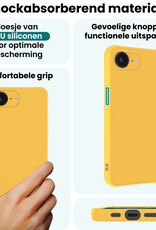 Forterra Forterra iPhone 16E Hoesje Siliconen Met Screenprotector Met Dichte Notch - Geel
