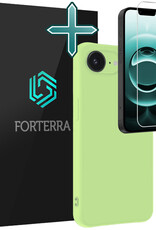 Forterra Forterra iPhone 16E Hoesje Siliconen Met Screenprotector Met Dichte Notch - Groen