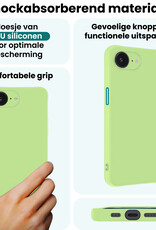 Forterra Forterra iPhone 16E Hoesje Siliconen Met Screenprotector Met Dichte Notch - Groen