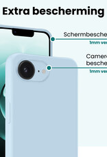Forterra Forterra iPhone 16E Hoesje Siliconen Met Screenprotector Met Dichte Notch - Lichtblauw