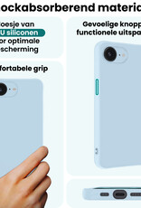 Forterra Forterra iPhone 16E Hoesje Siliconen Met Screenprotector Met Dichte Notch - Lichtblauw