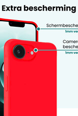 Forterra Forterra iPhone 16E Hoesje Siliconen Met Screenprotector Met Dichte Notch - Rood