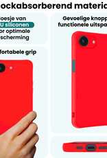 Forterra Forterra iPhone 16E Hoesje Siliconen Met Screenprotector Met Dichte Notch - Rood