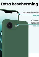 Forterra Forterra iPhone 16E Hoesje Siliconen Met 2x Screenprotector Met Dichte Notch - Donkergroen