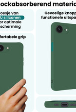 Forterra Forterra iPhone 16E Hoesje Siliconen Met 2x Screenprotector Met Dichte Notch - Donkergroen