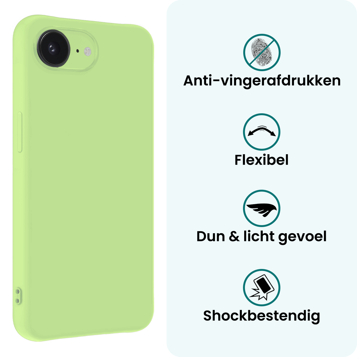 Forterra Forterra iPhone 16E Hoesje Siliconen Met 2x Screenprotector Met Dichte Notch - Groen