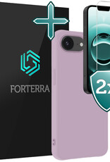 Forterra Forterra iPhone 16E Hoesje Siliconen Met 2x Screenprotector Met Dichte Notch - Lila