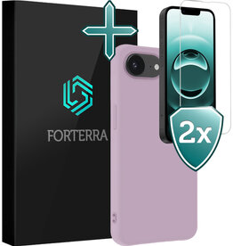 Forterra Forterra iPhone 16E Hoesje Siliconen Met 2x Screenprotector Met Dichte Notch - Lila