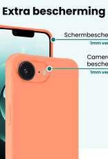 Forterra Forterra iPhone 16E Hoesje Siliconen Met 2x Screenprotector Met Dichte Notch - Perzik