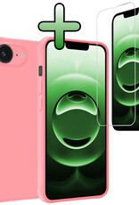 BASEY. BASEY. iPhone 16E Hoesje Siliconen Met Screenprotector Met Dichte Notch - Lichtroze