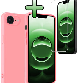 BASEY. BASEY. iPhone 16E Hoesje Siliconen Met Screenprotector Met Dichte Notch - Lichtroze