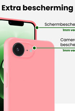 BASEY. BASEY. iPhone 16E Hoesje Siliconen Met 2x Screenprotector Met Dichte Notch - Lichtroze