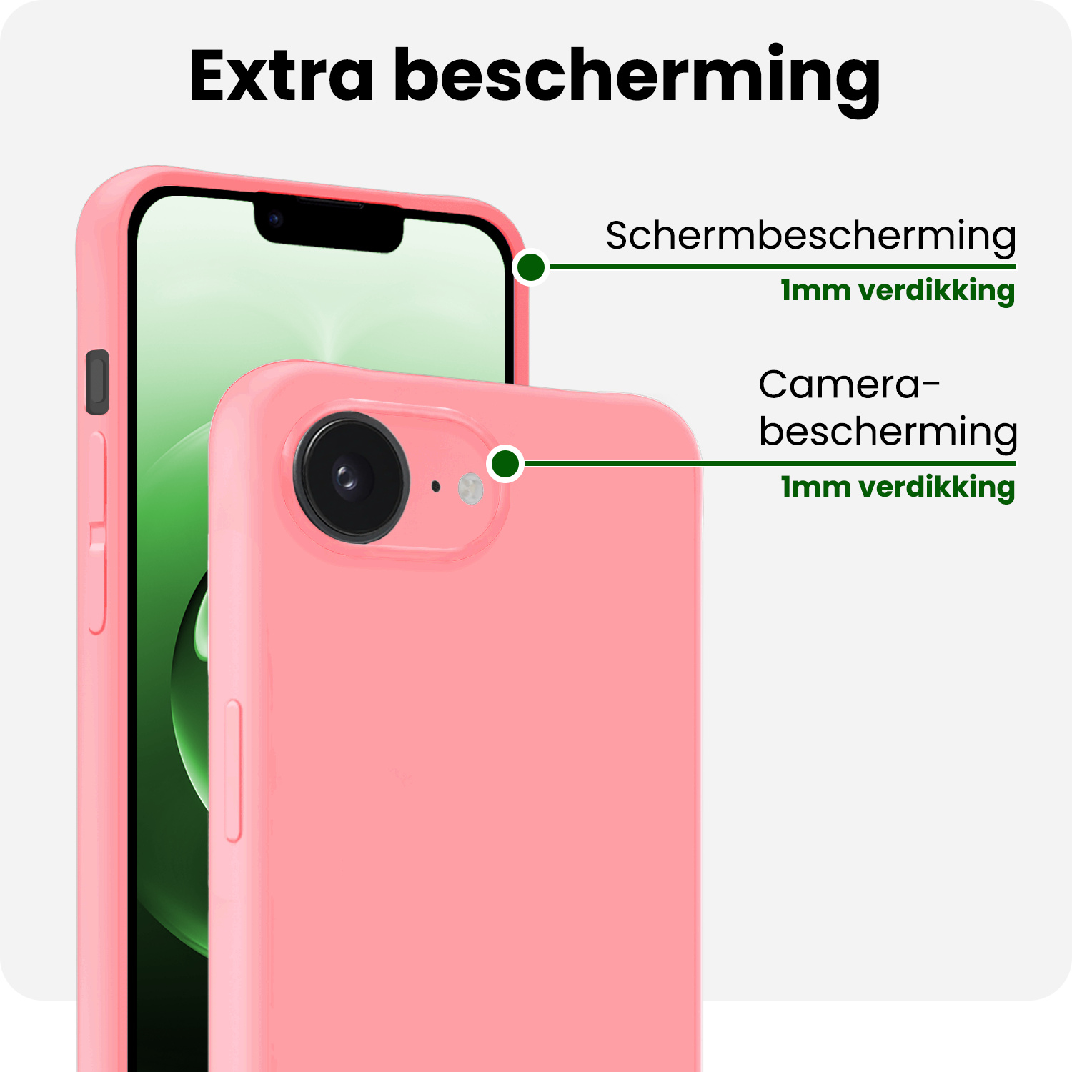 BASEY. BASEY. iPhone 16E Hoesje Siliconen Met 2x Screenprotector Met Dichte Notch - Lichtroze
