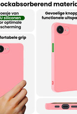 BASEY. BASEY. iPhone 16E Hoesje Siliconen Met 2x Screenprotector Met Dichte Notch - Lichtroze