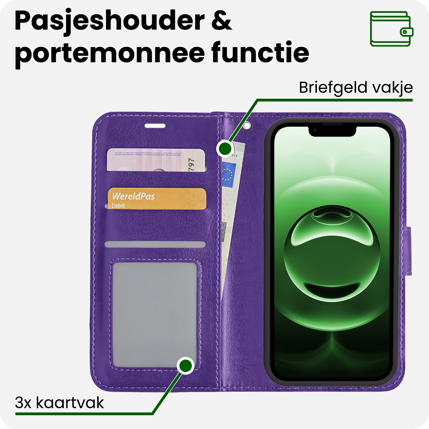 BASEY. BASEY. iPhone 16E Hoesje Bookcase - Paars