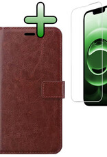 BASEY. BASEY. iPhone 16E Hoesje Bookcase Met Screenprotector - Bruin