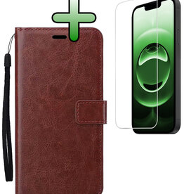 BASEY. BASEY. iPhone 16E Hoesje Bookcase Met Screenprotector - Bruin