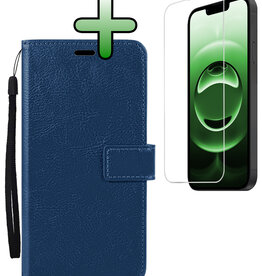 BASEY. BASEY. iPhone 16E Hoesje Bookcase Met Screenprotector - Donkerblauw