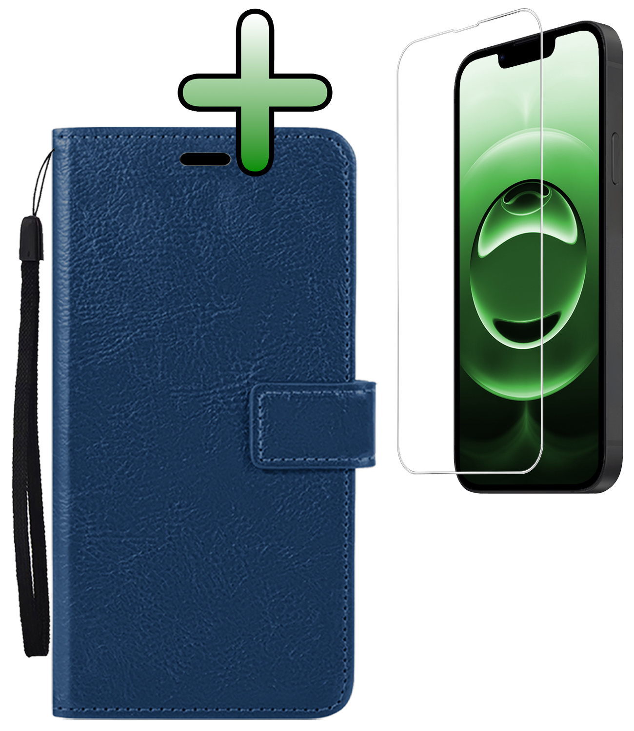 BASEY. BASEY. iPhone 16E Hoesje Bookcase Met Screenprotector - Donkerblauw