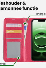 BASEY. BASEY. iPhone 16E Hoesje Bookcase Met Screenprotector - Donkerroze