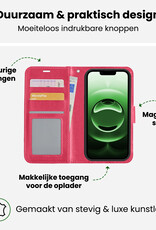 BASEY. BASEY. iPhone 16E Hoesje Bookcase Met Screenprotector - Donkerroze