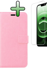 BASEY. BASEY. iPhone 16E Hoesje Bookcase Met Screenprotector - Lichtroze