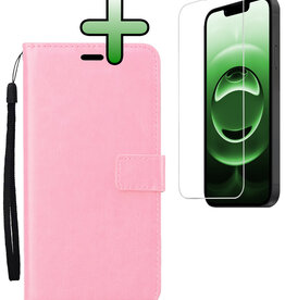 BASEY. BASEY. iPhone 16E Hoesje Bookcase Met Screenprotector - Lichtroze