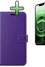 BASEY. BASEY. iPhone 16E Hoesje Bookcase Met Screenprotector - Paars