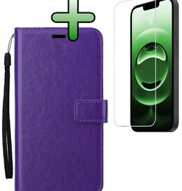 BASEY. BASEY. iPhone 16E Hoesje Bookcase Met Screenprotector - Paars