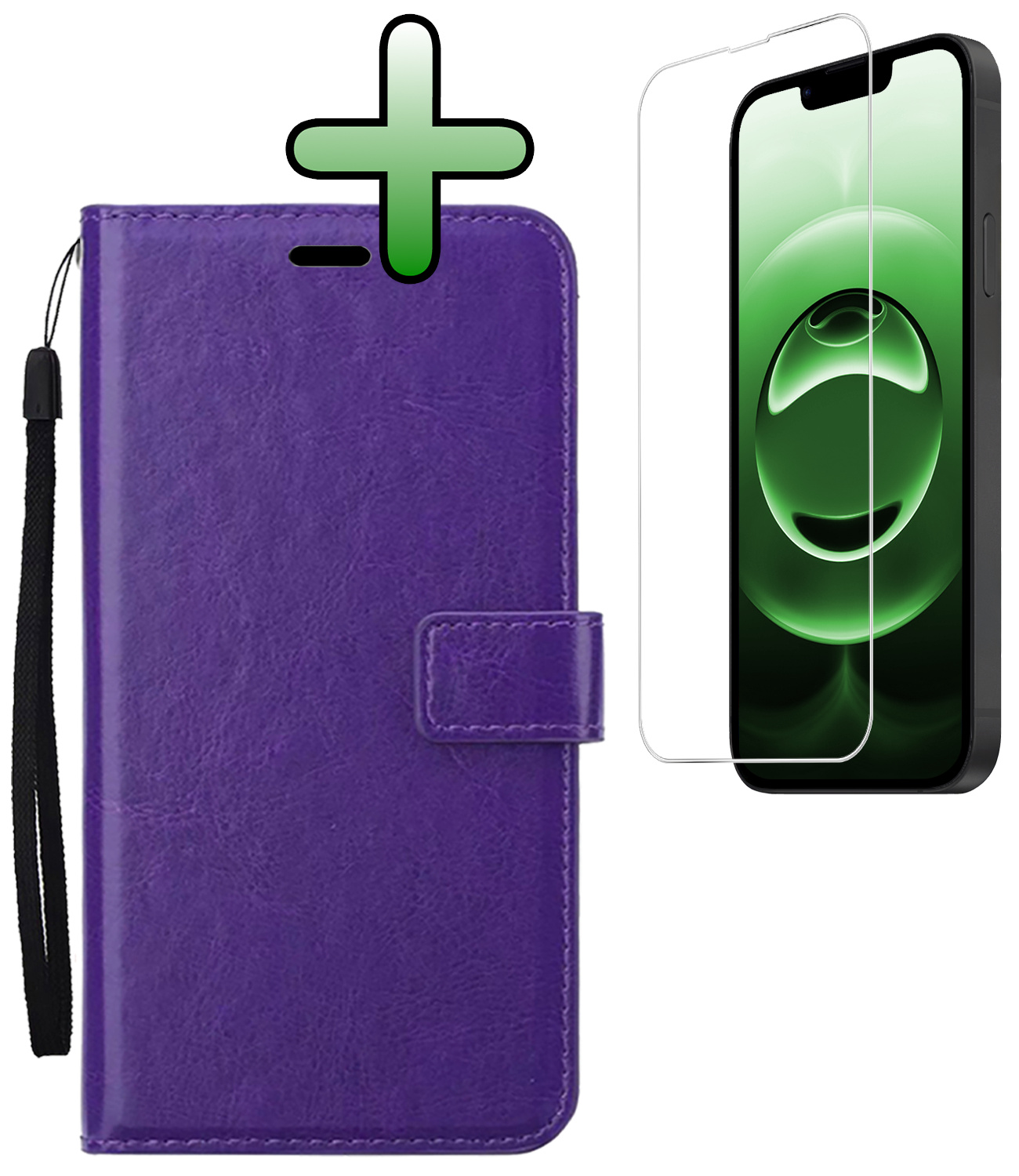 BASEY. BASEY. iPhone 16E Hoesje Bookcase Met Screenprotector - Paars